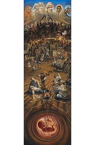 Two Panel oil painting of the artist's response to the US invasion of Iraq